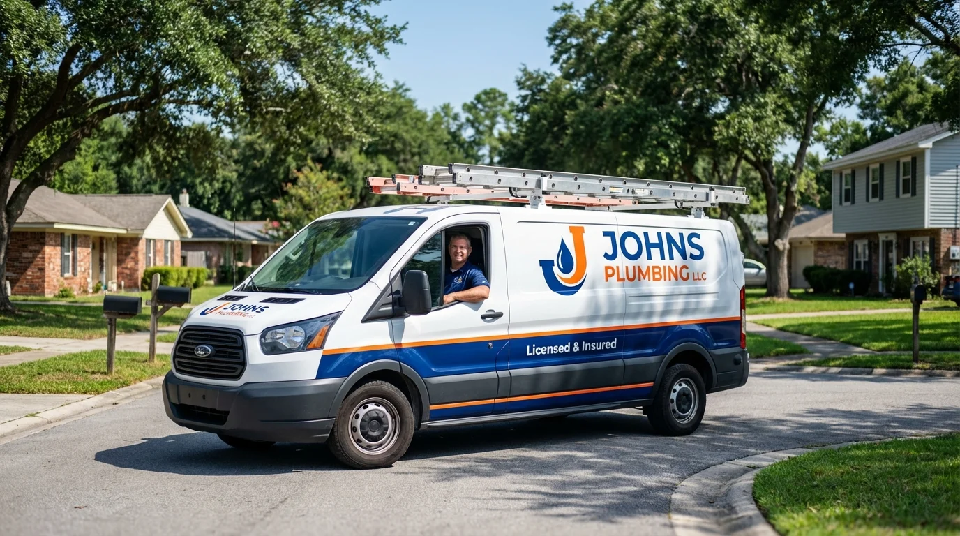 Johns Plumbing LLC service van in Montoursville, PA