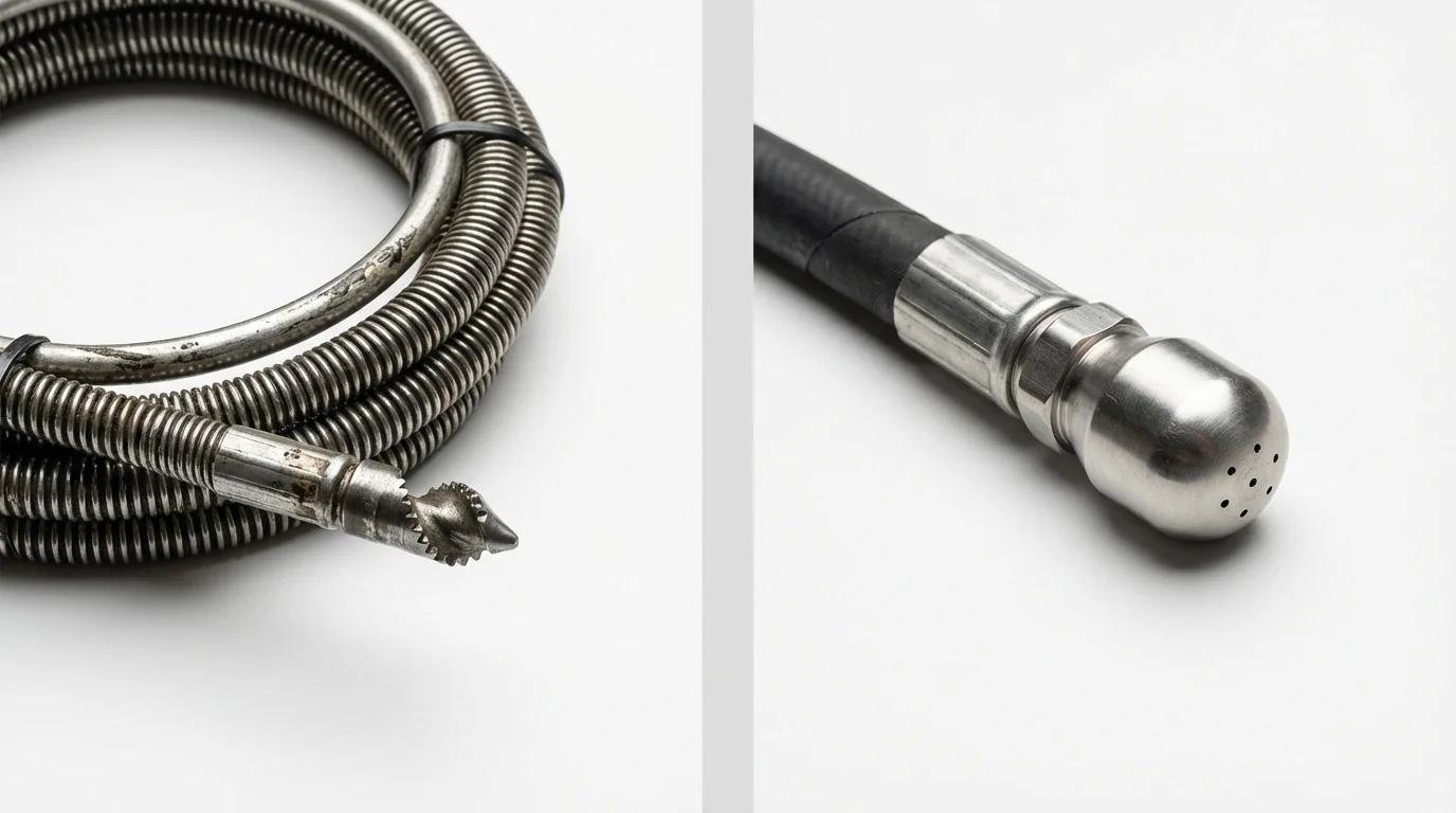 Drain snake cable and hydro jetting nozzle used for drain cleaning in Montoursville, PA