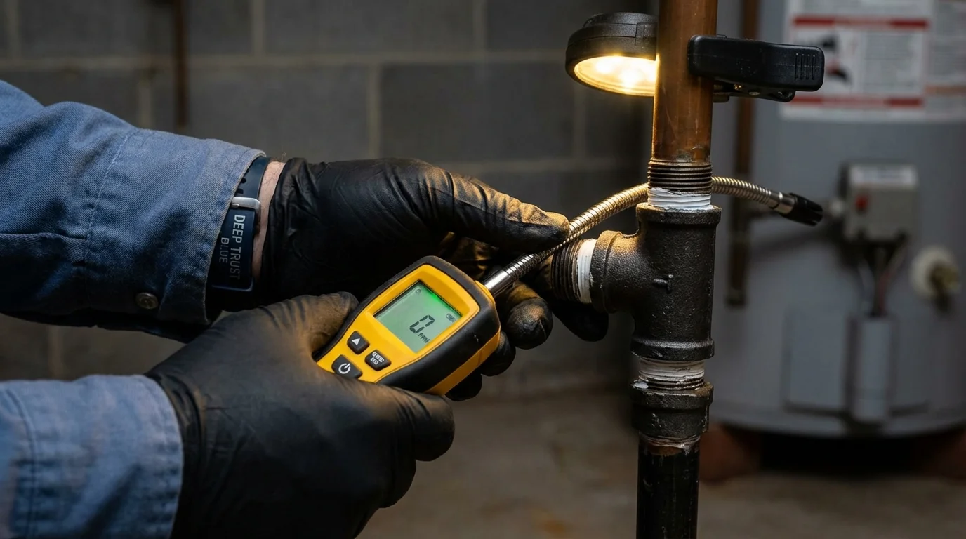 Gas leak detection with electronic sniffer by Johns Plumbing LLC in Montoursville